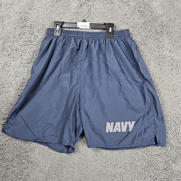 US Navy PT Shorts Mens Medium Navy Blue Physical Fitness Uniform Trunks - Picture 1 of 8